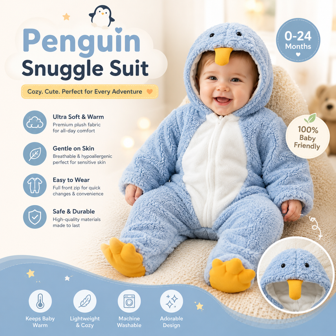 Penguin Snuggle Suit By Kiddely