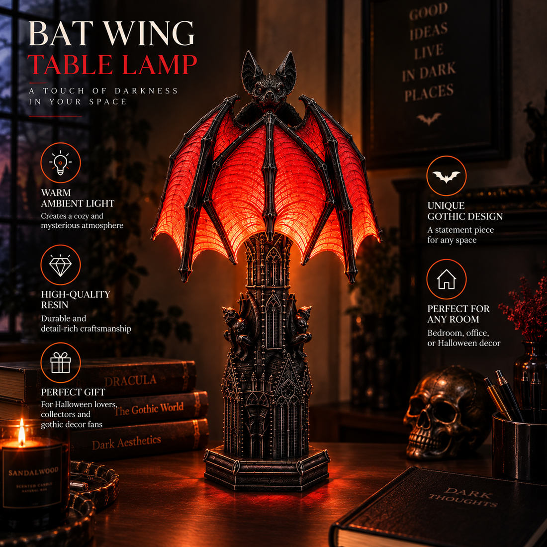 Bat Halloween Lamp By Kiddely